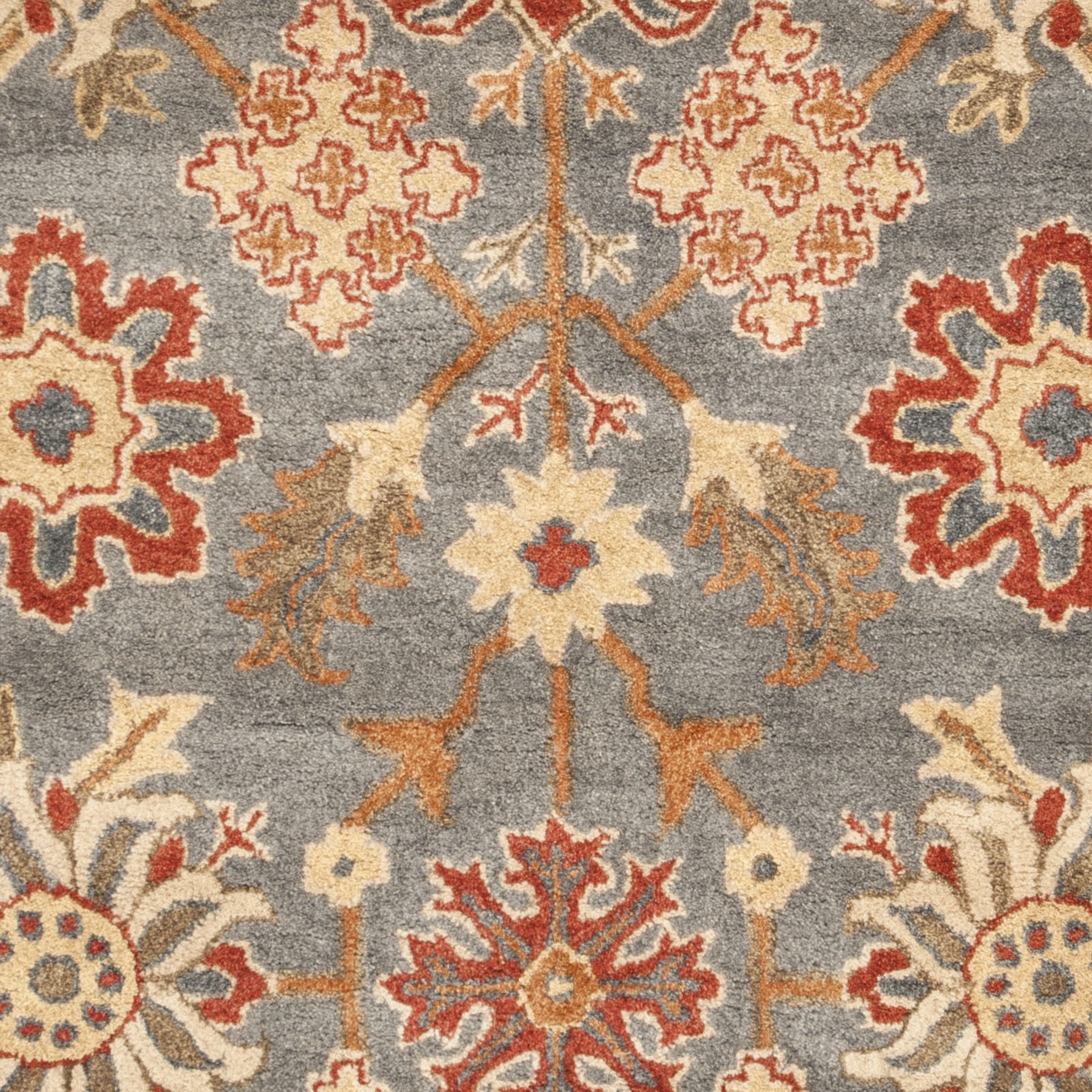 SAFAVIEH Heritage Jaynaston Floral Wool Area Rug, Charcoal/Multi, 6' x 6' Round