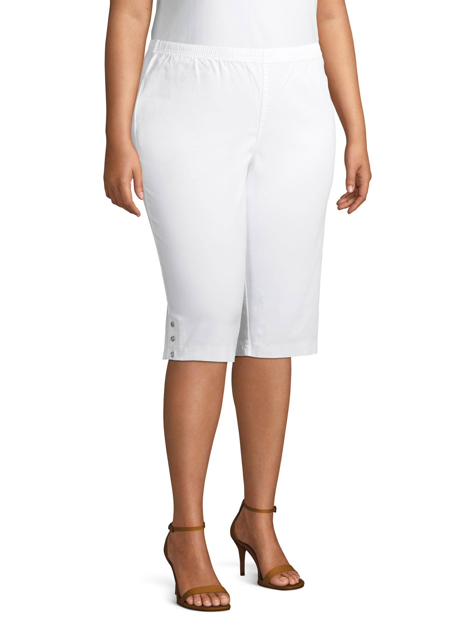 Brig Ny ankomst Evolve Just My Size Women's Plus Size Pull on Bling Tab Capri - Walmart.com