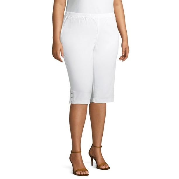 Just My Size - Just My Size Women's Plus Size Pull on Bling Tab Capri ...