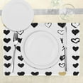 thumbnail image 3 of Ambesonne Love Place Mats Set of 4, Small Heart Hipster, Standard Size, Tan Black White, 3 of 6