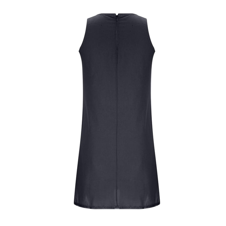 Lolmot Women's Summer Casual Sleeveless Crewneck Sundress Casual Tank Top  Dress Solid Loose Pleated Cotton Linen Dress Fit & Flare Flowy Tiered Maxi  Dress with Pockets - Walmart.com