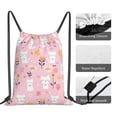 thumbnail image 5 of Leisure Draw String Mouth Backpack 16 X 14 Woven Band Durable Not Easy To Fall Off In Travel Portable Draw String Design Cartoon Cat And Flowers, 5 of 8