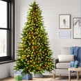 thumbnail image 2 of Yexmas 7.5ft Pre-Lit Artificial Christmas Trees,Green Xmas Tree with Large Christmas Tree Storage Bag,Pinecones, Berries, Realistic Artificial Christmas Trees for Home, Office, Party Decoration, 2 of 18