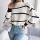 thumbnail image 1 of Striped Knitwear, Long Sleeve Easy To Match Acrylic Fibers Cropped Casual Striped Knitting Pullover For Women For Home Out ANGGREK Otros, 1 of 6