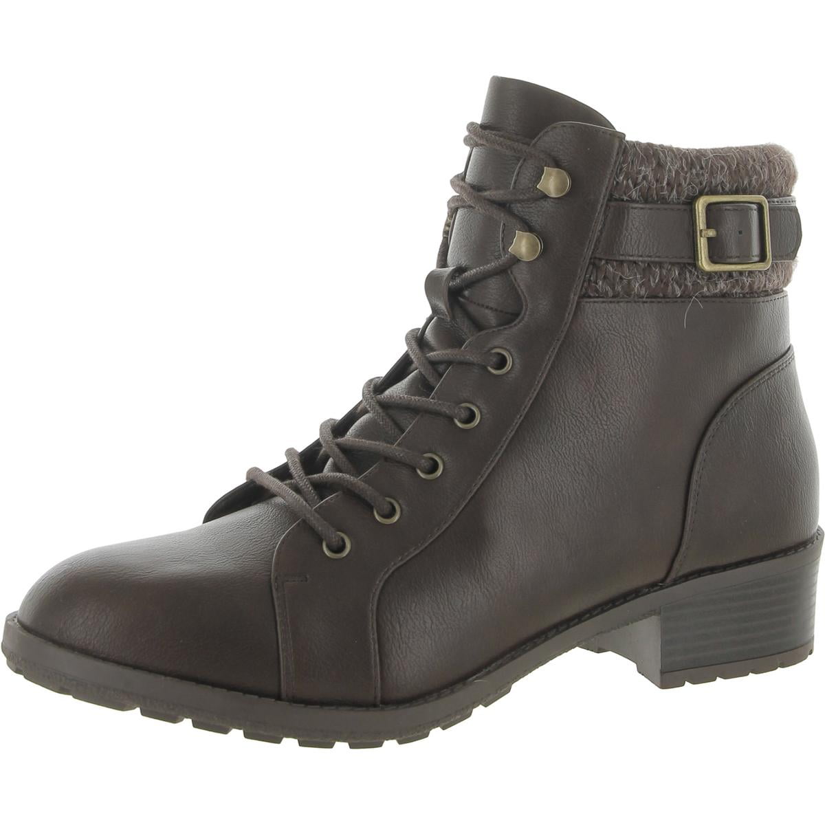 Style Co. Womens Gaiel Zipper Ankle Combat Lace up Boots