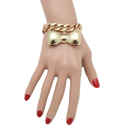 Women Bracelet Gold Metal Chain Bow Tie Charm Fashion Jewelry Sexy Cute