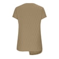thumbnail image 5 of JGGSPWM Women's Summer Short Sleeve Textured Casual Crewneck Trendy Basic Tee Blouses Tops Khaki XL, 5 of 6