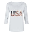 thumbnail image 4 of Vetsdori Women's Plus Size 3/4 Sleeve T Shirts Summer Red White and Blue Pullover July Fourth Graphic,Casual American Flag Independence Day Tops for Ladies Crew Neck, 4 of 5