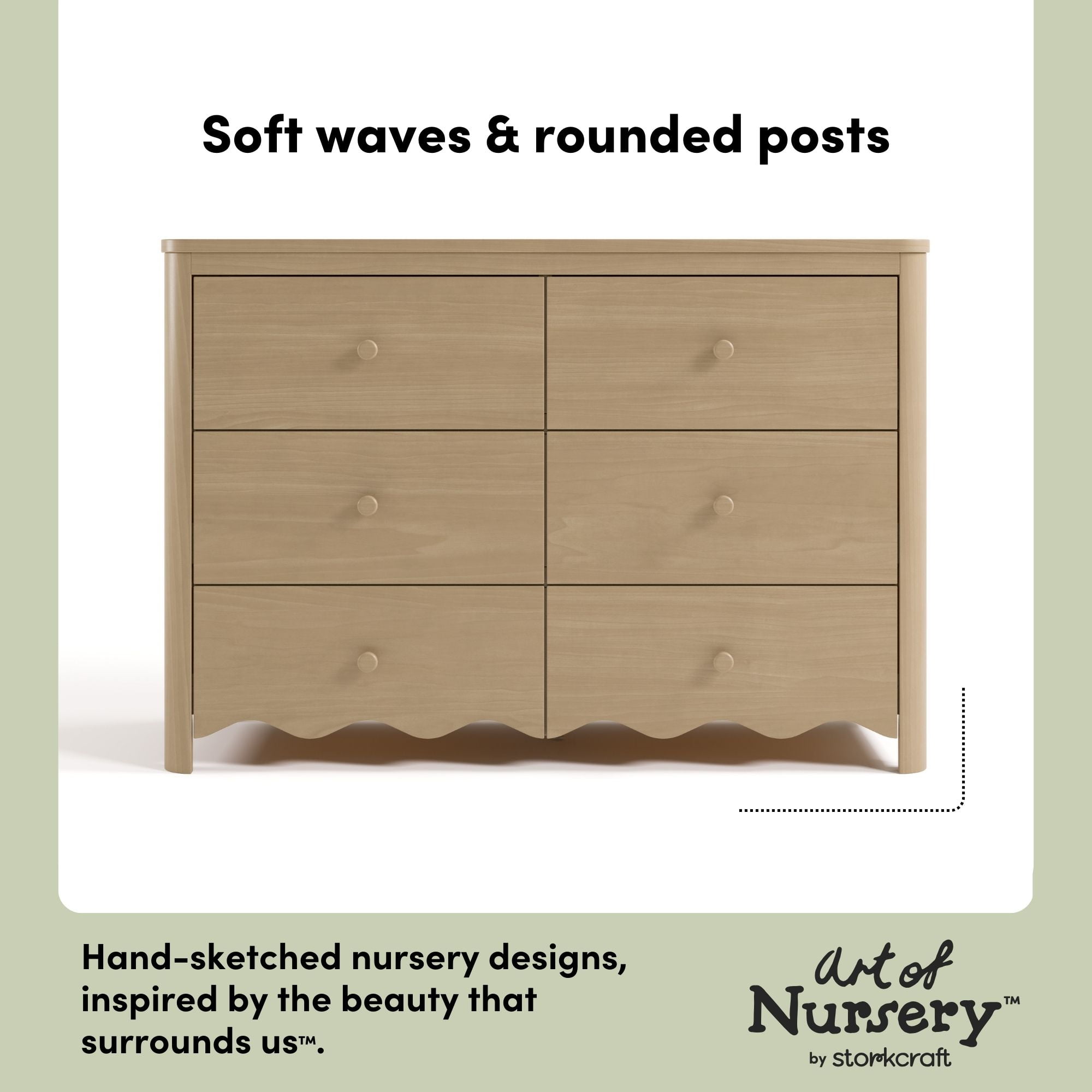 Art of Nursery by Storkcraft Casablanca 6 Drawer Nursery Dresser, Driftwood