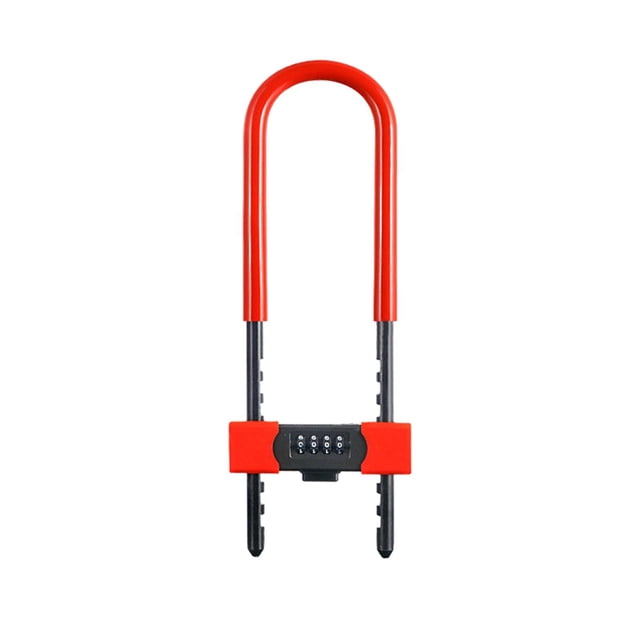 Candado de puerta para bicicleta con combinación en forma de U, candado de combinación de 4 dígitos para gimnasio escolar Rojo