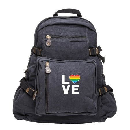 LGBT Love (Rainbow Heart) Army Sport Heavyweight Canvas Backpack