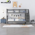 thumbnail image 5 of Bellemave Twin Over Twin Stairway Bunk Bed 2 Twin Bunk Bed with Storage Stairs Convertible 2 in 1 Bunk Bed Frame with Shelves and Guardrail, Gray, 5 of 10