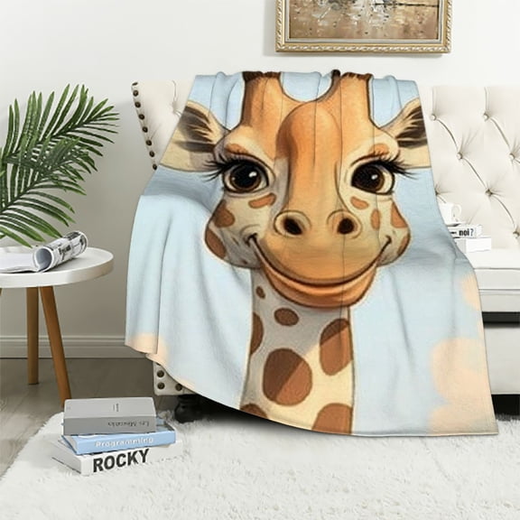 BCIIG Cartoon Giraffe Blanket Gifts for Kids Adults Soft Warm Lightweight Cozy Cute Wild Animal Giraffes Throw Blankets for Bed Living Room Sofa Couch Birthday Decor 40x50in