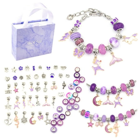 Genuiskids Bracelet Set, Beads Bracelet Making Kit, Colorful Handmade Charm DIY Jewelry Crafts for Kids Girls to Make Hairband, Necklaces, Bracelets