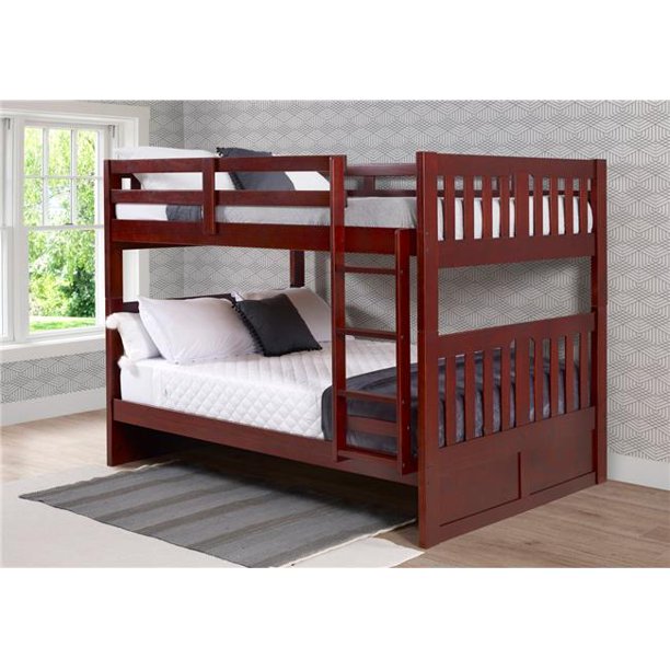 Donco Kids PD1215FFM Full Over Full Size Mission Bunk Bed, Merlot