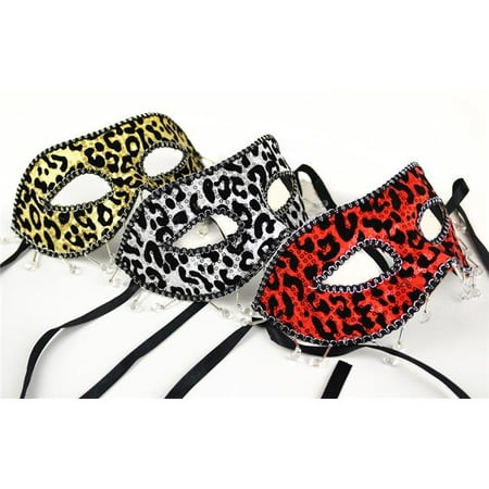 Midwest Design Imports 71130 Leopard Print Half Mask, Assorted Color - 3 Piece