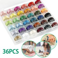 36 Pcs Bobbins and Sewing Thread with Case and Soft Measuring Tapes for Brother Singer Babylock Janome Kenmore (Assorted Colors)