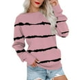 thumbnail image 6 of miqiqism Women Striped Oversized Sweatshirt Juniors Trendy Color Block Crew Neck Sweatshirts Comfy Long Sleeve Shirt Casual Drop Shoulder Pullover Top Fall Clothes,Pink,Medium, 6 of 6