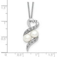 thumbnail image 2 of 925 Sterling Silver Polished Spring-Ring Freshwater Cultured Pearl and Cubic Zirconia Necklace 18 Inch Pendant Necklace, 2 of 2