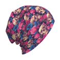thumbnail image 6 of Xecao Skull rose blue flower Print Beanie Knitted Hat for Men Women, Winter Fashion Knit Cuffed Caps Unisex, 6 of 7
