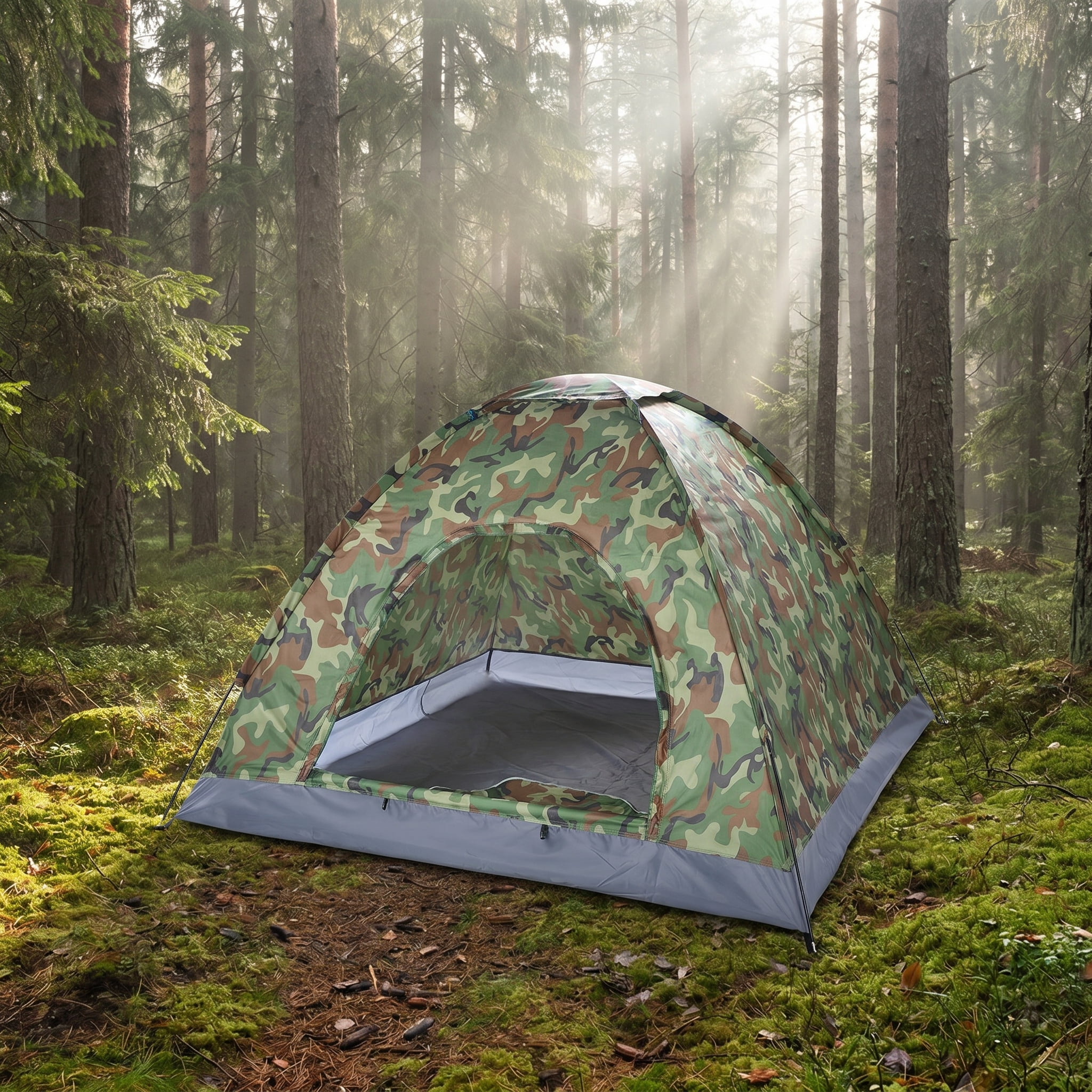 3-4 Person Camouflage Camping Dome Tent, Waterproof Outdoor Backpacking Tent