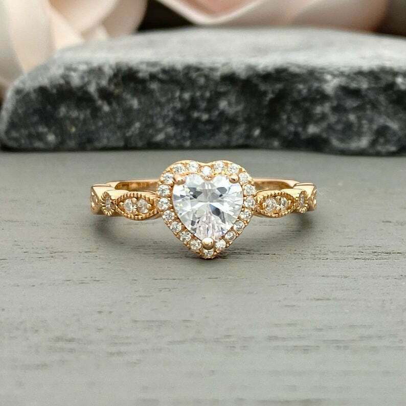 HeartsAndYou 1.4ct Engagement Ring for Women Heart Cut Moissanite Halo Design 18k Yellow Gold Over Silver