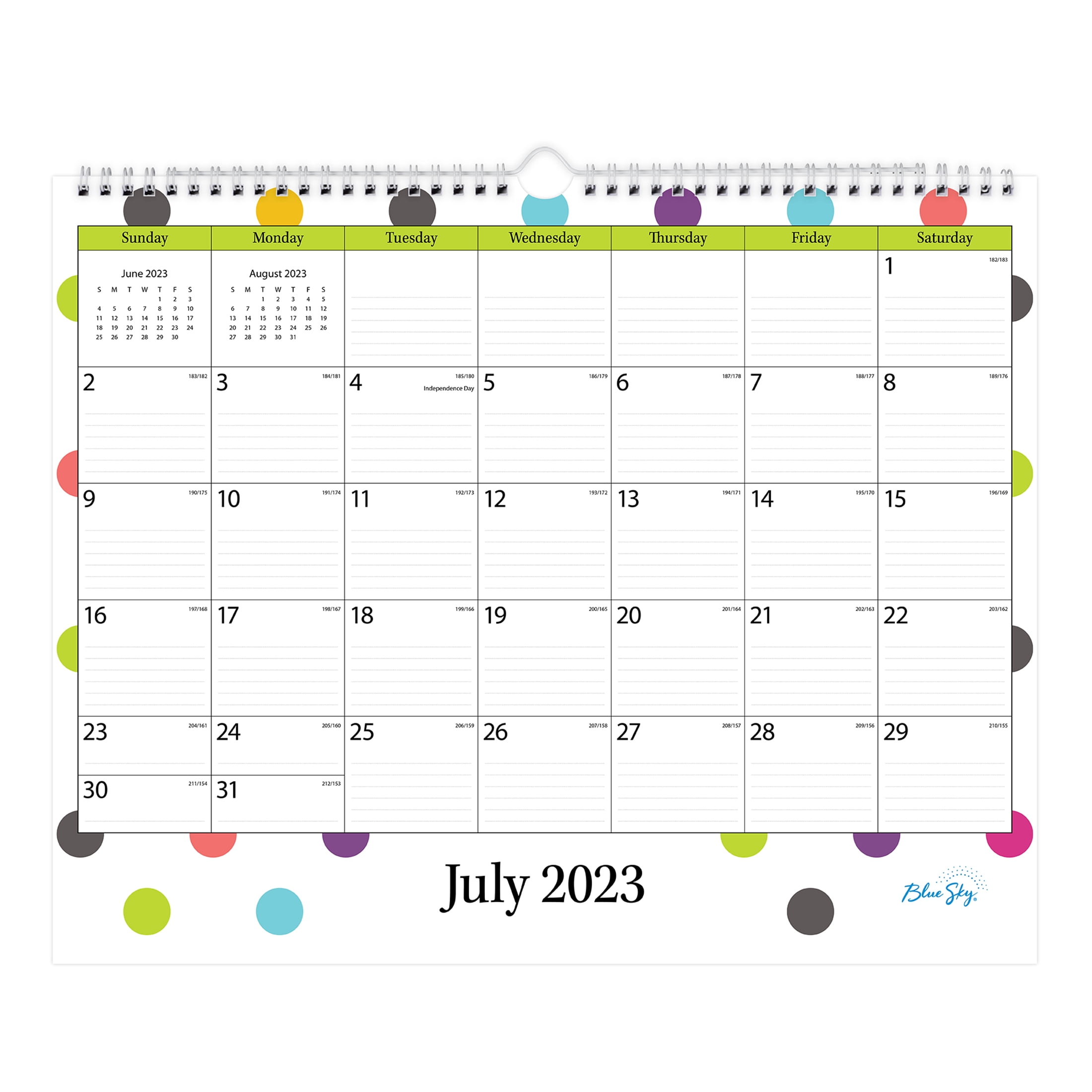 20232024 Monthly Wall Calendar, 15x12, Blue Sky, Teacher Dots