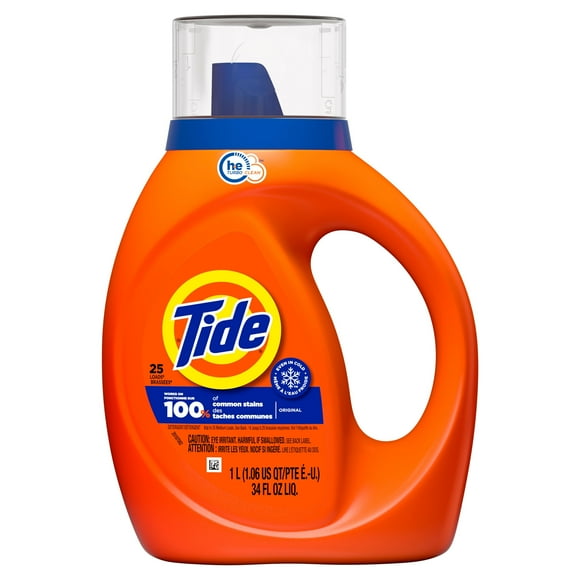 Tide Laundry Detergent Liquid, Original Scent, Works on 100% of Common Stains, Laundry Soap, Liquid Laundry Detergent, 1L