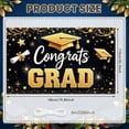 thumbnail image 2 of Gold Accent Graduation Banner Navy Blue Congrats Backdrop Graduation Cap Diploma Scroll Grad Display for Graduation Party College Graduation Grad Ceremony, 2 of 9