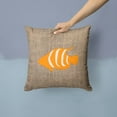 thumbnail image 2 of Carolines Treasures BB1020-BL-OR-PW1414 Fish Burlap and Orange   Canvas Fabric Decorative Pillow BB1020 14Hx14W, 2 of 4