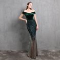 thumbnail image 1 of Vestido de noche clásico con cola de pez y hombros descubiertos para mujer, elegante, para banquetes, reuniones anuales, temperamento, terciopelo, aura, reina, 1 of 6