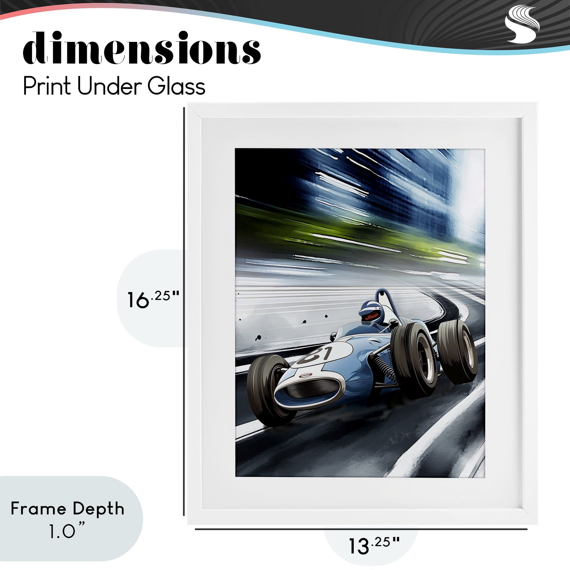 Stupell Industries Speeding Racecar Driver White Framed Print Under Glass, design by Christine Simpson Art