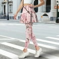 thumbnail image 2 of SCRAWLGOD Peach Blossom Butterfly Pink Comfortable Gym Leggings with Skirt for Women Non See-Through Breathable Golf Tights High Waist Casual Tennis Yoga Skorts Leggings, XL, 2 of 7