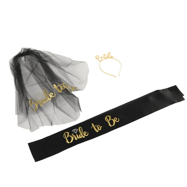 Bride To Be Crown, Velo De Novia Con Letras Brillantes De Oro Negro Brillante Para Despedida De Soltera Y Noches De Despedida De Soltera