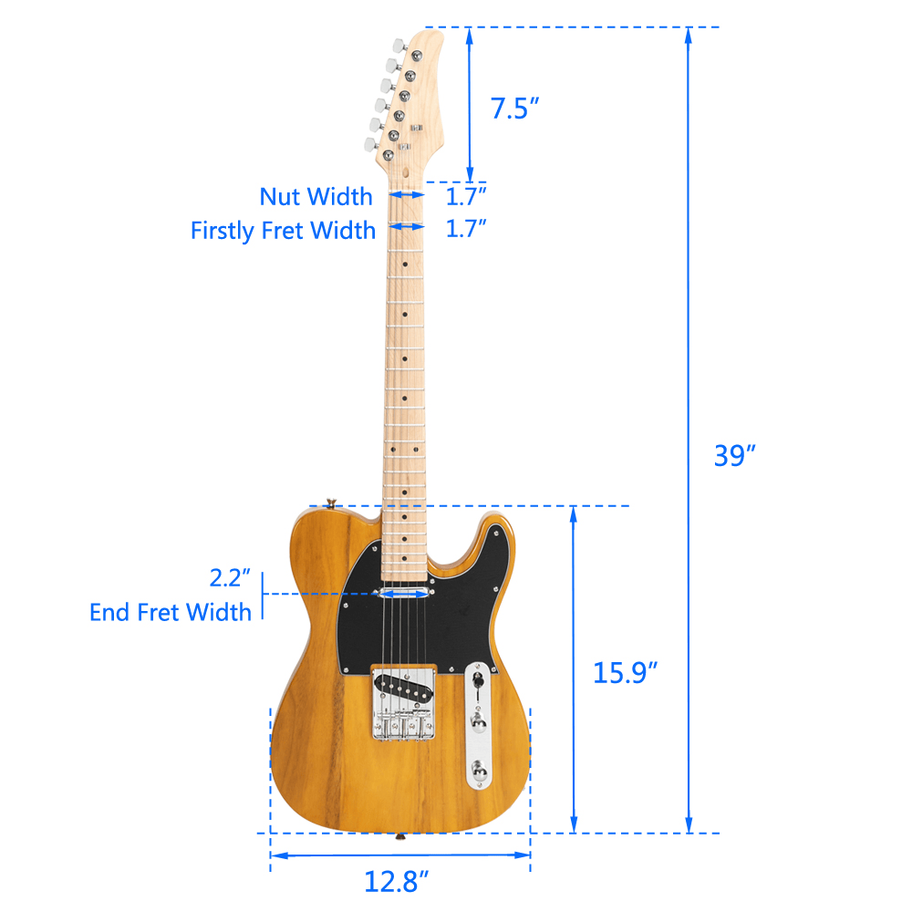 Tcbosik Electric Guitar Beginner Kit for Starter with Bag, Strap, Plectrum, Spanner Tool and Connecting, Yellow