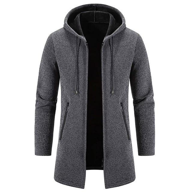Qertyioot Veste pour Hommes Mode Hiver à Capuche à Carreaux Manches Longues Chemise Décontractée Manteau