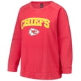 thumbnail image 2 of Women's Profile  Red Kansas City Chiefs Plus Size Acid Wash Raglan Sweatshirt, 2 of 3