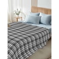 thumbnail image 4 of Geometric Lattice, Full Size Flat Sheet, Wrinkleproof & Fadeproof Cooling Flat Bed Sheet Only, Black Grey Classic Farmhouse Plaid Breathable Soft Bedding Top Sheets 81 x 96 Inches, 4 of 8