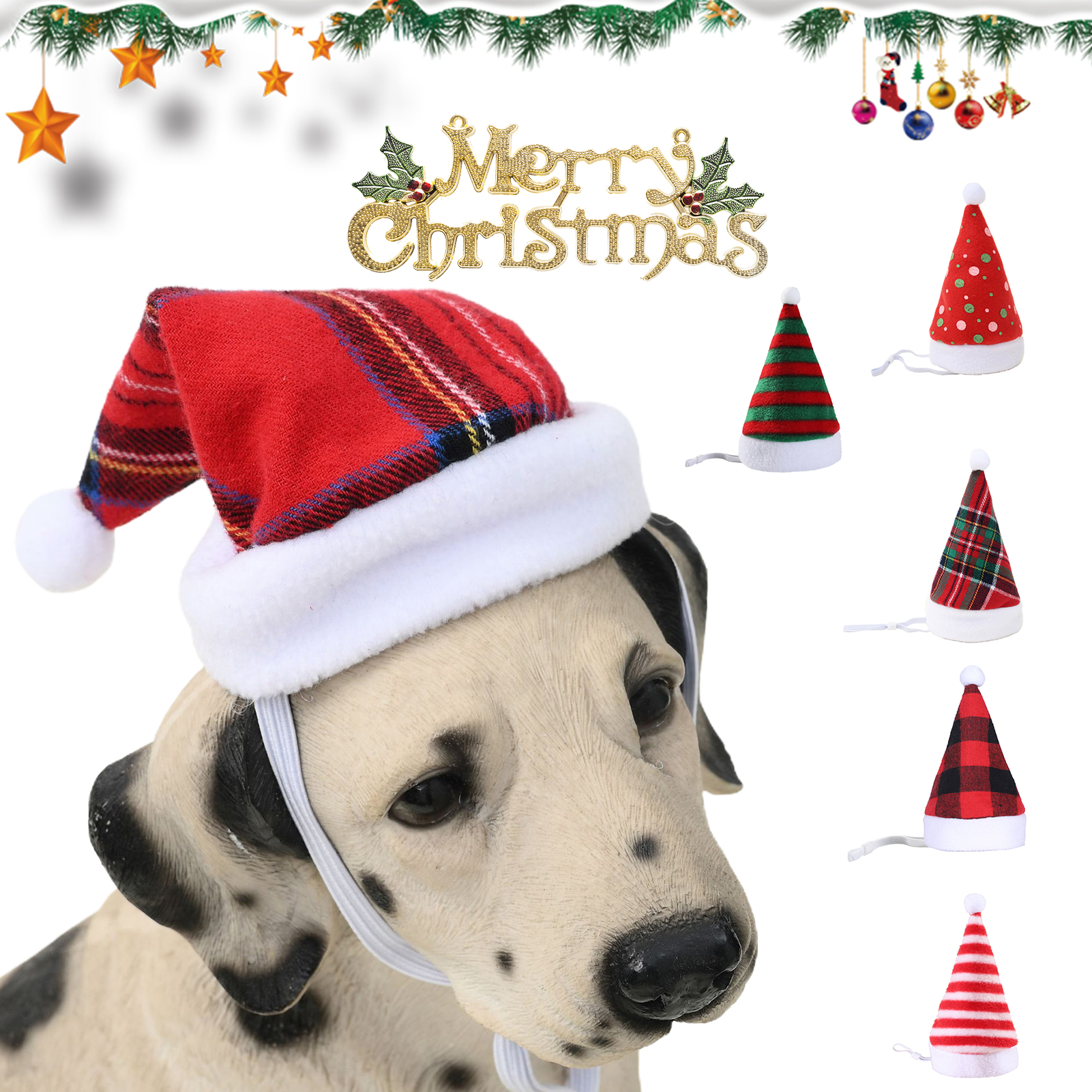 Shulemin Xmas Pet Hat,Christmas Dog Hat Super Soft Washable Dress Up