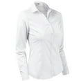 thumbnail image 4 of Doublju Women's Long Sleeve Slim Fit Button Down Dress Shirt (Plus Size Available), 4 of 5