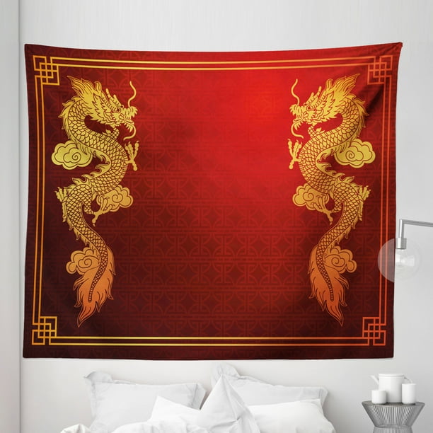 Dragon Tapestry, Chinese Heritage Historical Eastern Motif Creature
