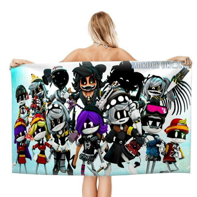 Murder Drones Toalla de playa de secado rápido con diseño temático, regalo para mujeres y niñas, ideal para cumpleaños, fans, amantes de la música, uso en la playa o al aire libre,78*180cm