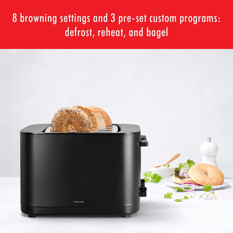 ZWILLING Enfinigy 4 Slice Toaster with Extra Wide 1.5 Slots  for Bagels, 7 Toast Settings, Even Toasting, Reheat, Cancel, Defrost,  Silver: Home & Kitchen