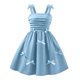 thumbnail image 4 of Vestido de verano para niños, de color liso, con lazo, informal, sin tirantes, sin mangas, con cuello redondo, de poliéster, 4 of 8