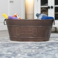 "BREKX Durable, Metal Pet Toy Storage Box & Basket, Antique Copper Bone