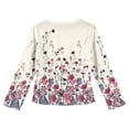 thumbnail image 4 of XADYUY Kids Long Sleeve Shirt Girls 7-8 Crewneck Fall Tee for Girls Pleated Basic Girls Tops Loose Floral Print Girls Blouses,5-6 Years, 4 of 5