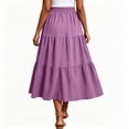 thumbnail image 5 of Hvogkswy Womens Midi Skirt, Drawstring Elastic Waist Ruffled Hem Skirts Fashion Casual Vacation Ladies Summer A-Line Slit Flowing Long Skirt, 5 of 7