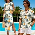thumbnail image 2 of KUIFORTI Couple Matching Outfits Matching Hawaiian Outfits for Family Soft and Comfortable Quick-dry with Soft Fabric Suitable for Everyday Casual Wear Coastal Sailboat Print, 2 of 7