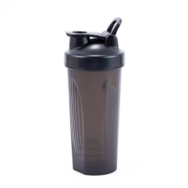 Termo Botella de agua con agitador de proteínas con vaso mezclador de gimnasio a prueba de fugas a escala (negro) Tmvgtek Libre de BPA