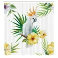thumbnail image 3 of Ambesonne Animal Shower Curtain, Hibiscus with Wild Birds, 69"Wx84"L, White Yellow Green, 3 of 5